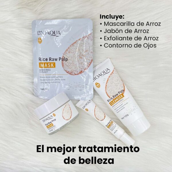 Combo De Arroz Bioaqua X4 (Mascarilla+Jabón+Exfoliante+Contorno) - Imagen 1