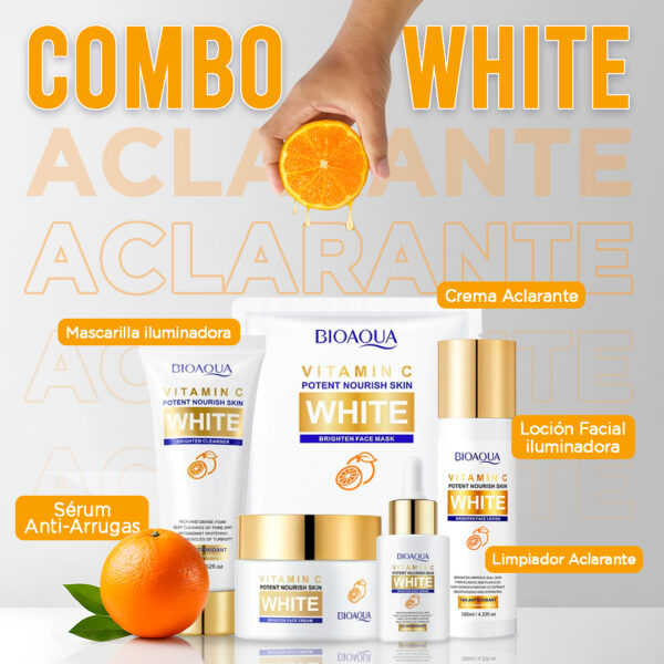 Kit White Vitamina C Aclarante BIOAQUA X5 (Jabón +Serum+ Tónico + Crema + Mascarilla) - Imagen 5