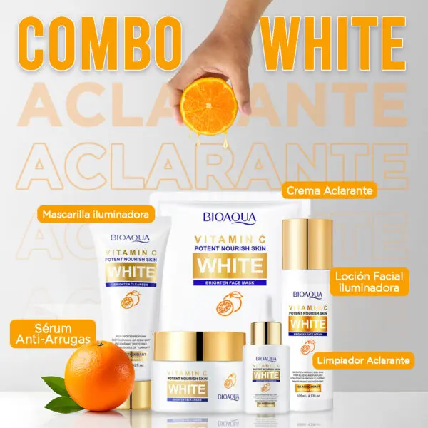 Kit White Vitamina C Aclarante BIOAQUA X5 (Jabón +Serum+ Tónico + Crema + Mascarilla)