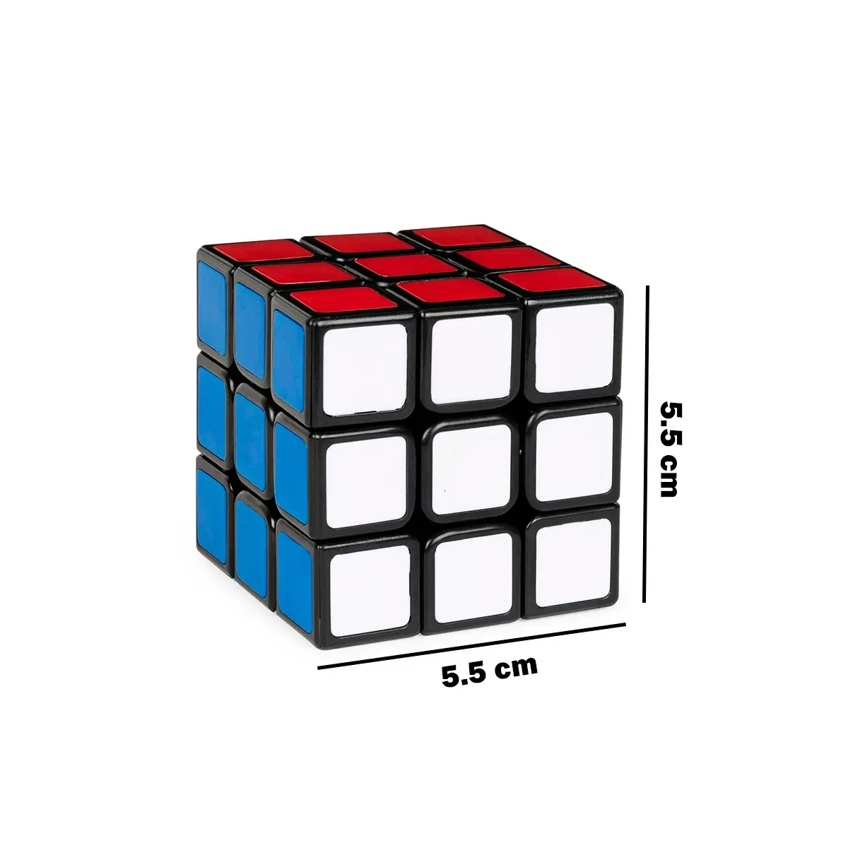 Cubo Rubik 3x3 colores rojo, blanco y azul. Medidas 5.5 cm.