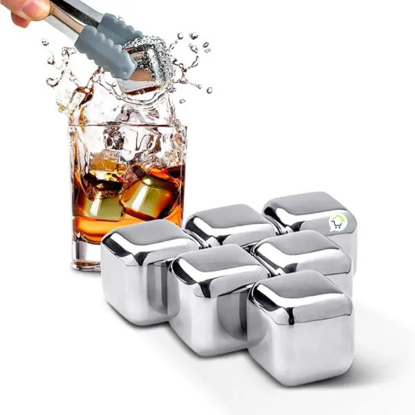 Set X6 Cubos De Hielo Reutilizables En Acero Coctelería Bebidas Frías