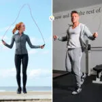 Cuerda de saltar para CrossFit: mujer en playa, hombre en gimnasio.