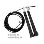Cuerda de saltar de metal de 3 metros para crossfit, gimnasio y deportes, con mangos ergonómicos negros.