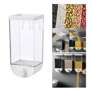 Dispensador de cereales Fresh para pared con perilla, almacena 1500ml de arroz, frijol, granos.