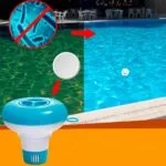 Set x2 dispensador de cloro flotante portable para piscinas con tabletas y sin bacterias.