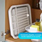 Escurridor de platos plegable Locero Multifuncional blanco ahorra espacio en tu cocina, con esponjas.