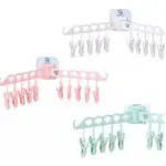 Estante multiclip para secado rápido con ganchos, ideal para ropa.