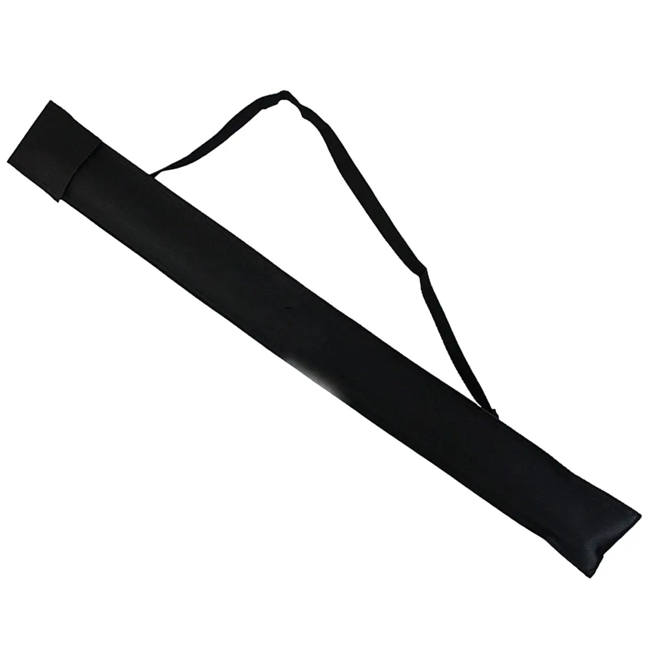 Estuche negro de lona para taco de billar con correa, con vista diagonal.