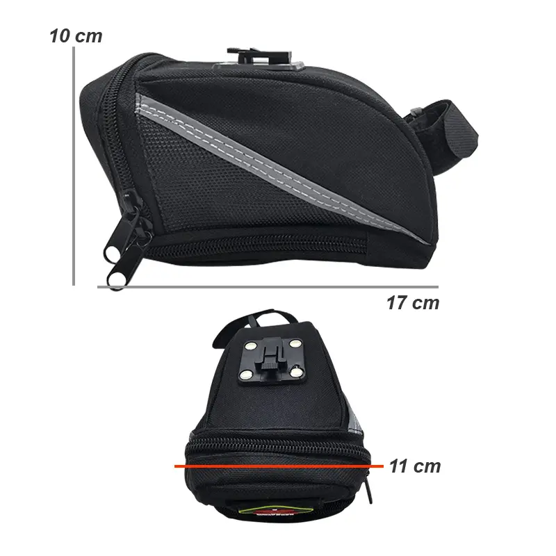 Alforja para sillín de bicicleta, bolso porta celular y documentos, 17x10x11 cm.