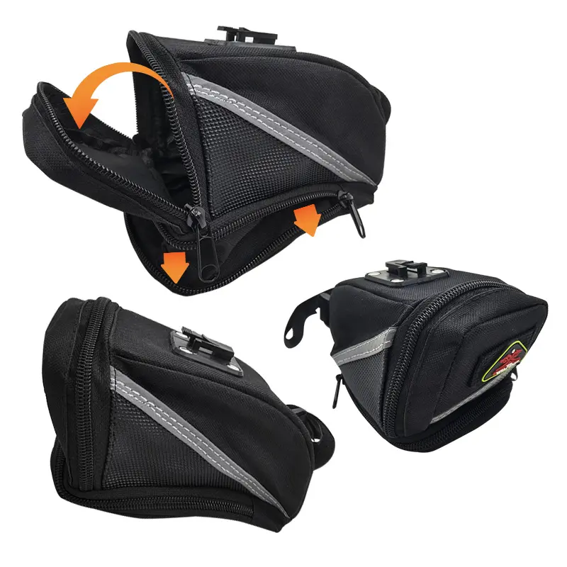 Estuche alforja para sillín de bicicleta: porta celular, documentos y herramientas.