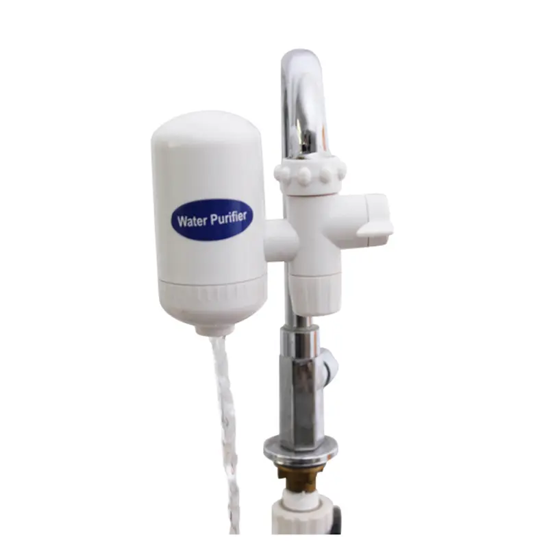 Filtro de agua purificador con cerámica bio-energética para eliminar bacterias, flujo visible.
