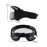 Gafas de motocross transparentes, ajustables y anti-fluido, con medidas de 9x3 cm y 18x7 cm.