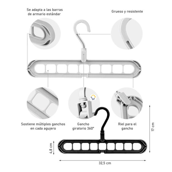 Set X5  Ganchos Ahorrador Espacio Organizador Ropa Closet - Imagen 3