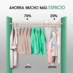 Set de 5 ganchos ahorradores de espacio para organizar ropa en el closet, optimizando el espacio.