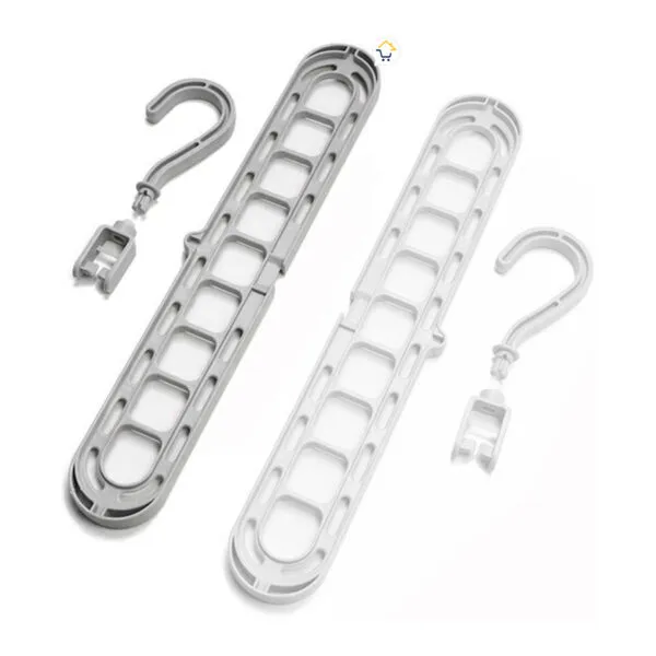 Set 5 ganchos ahorradores de espacio para organizar ropa en closet, ideales para maximizar el espacio de almacenamiento.