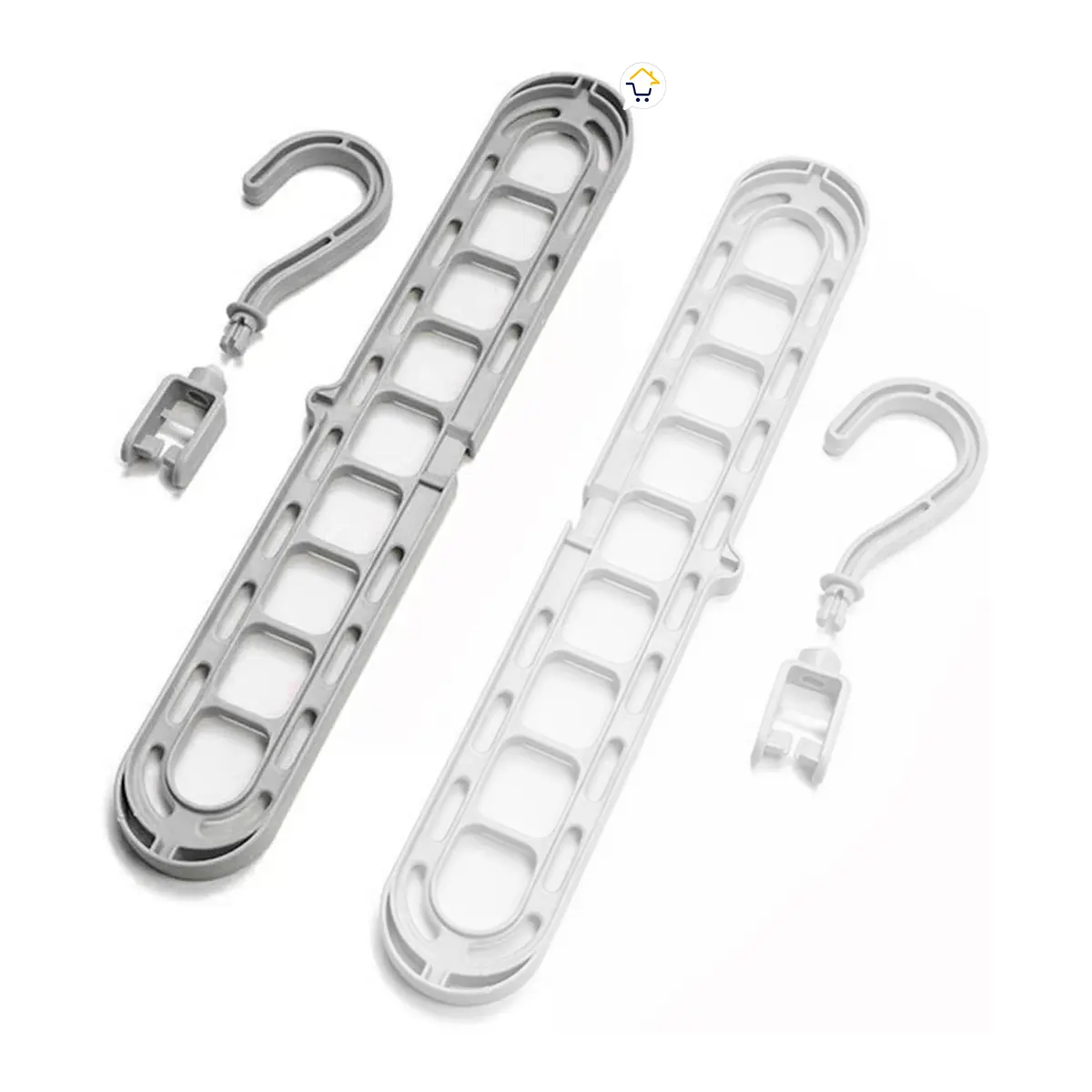 Set 5 ganchos ahorradores de espacio para organizar ropa en closet, ideales para maximizar el espacio de almacenamiento.