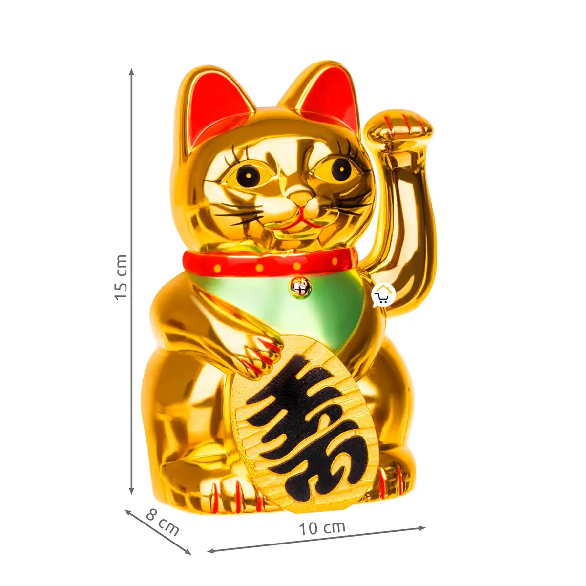 Gato Maneki Neko dorado, figura decorativa con mano móvil. ¡Atrae la buena fortuna!
