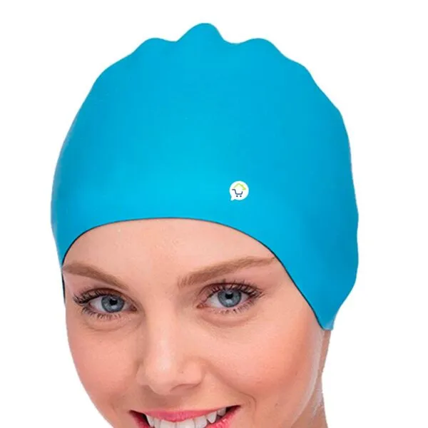 Set x2 gorros de natación de silicona azul, resistentes y durables para piscina.