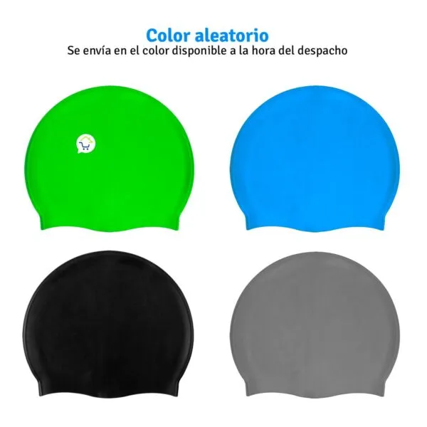 Set x2 gorros de natación de silicona duraderos en colores surtidos: verde, azul, negro y gris.