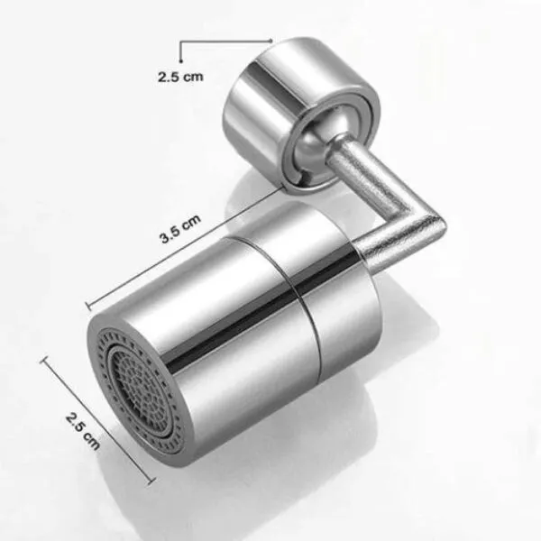 Grifo giratorio cromado de 3.5 cm, cabezal extensible de 2.5 cm, aireador de agua multifuncional.
