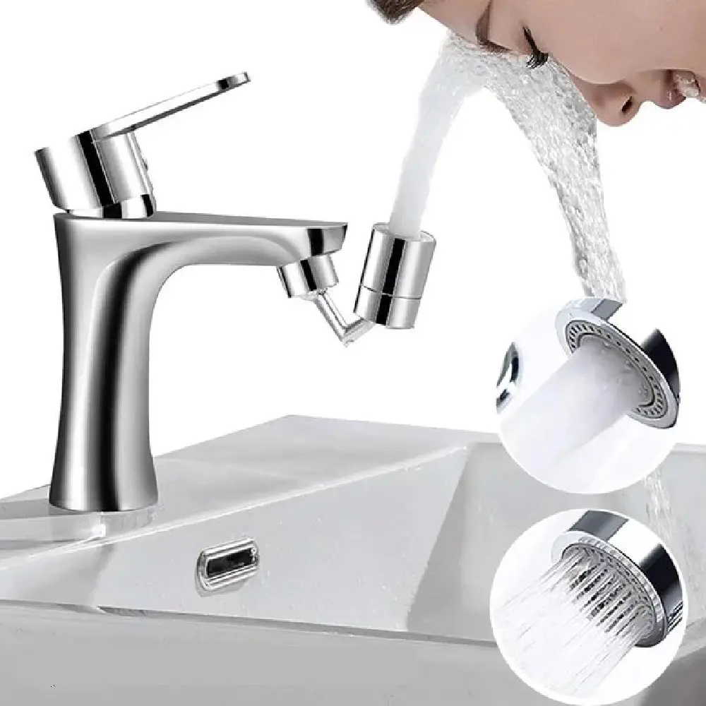 Grifo giratorio multifuncional rociador de agua para lavar cara y manos.