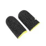 Set x2 guantes gamer para dedos, fundas para celular y tablet, grises con amarillo.