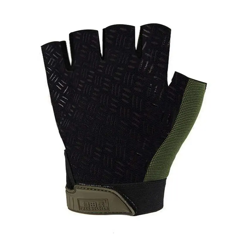 Guantes tácticos medio dedo negros y verdes antideslizantes para moto, Mechanix