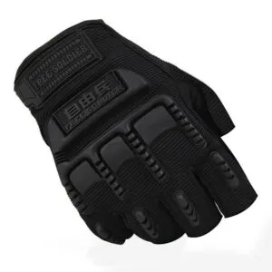 Guantes tácticos medio dedo Free Soldier negros antideslizantes para moto