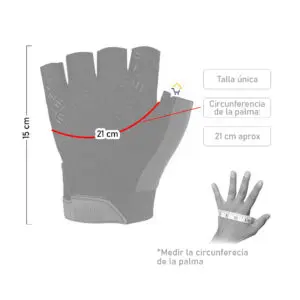 Guantes tácticos sin dedos Mechanix: medida de palma 21 cm, 15 cm de largo, talla única.