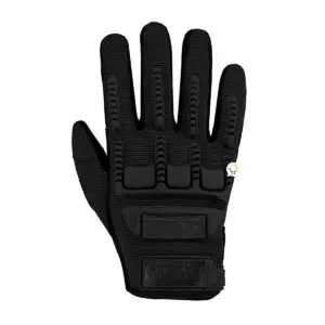 Guantes tácticos negros antideslizantes de dedo largo para moto con protección reforzada.