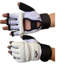 Guantes de Taekwondo y Artes Marciales blancos con protección y logo WTFF