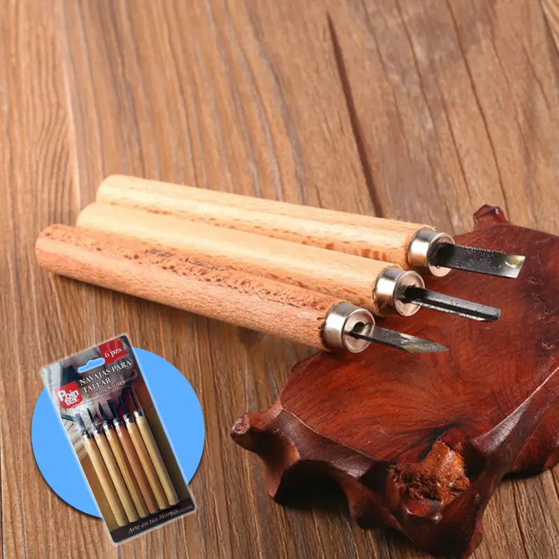 Set x6 gubias para tallar madera, ideal para tallar jabón y cerámica con precisión.