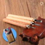 Set de 6 gubias para tallar madera, jabón y cerámica con mangos de madera.