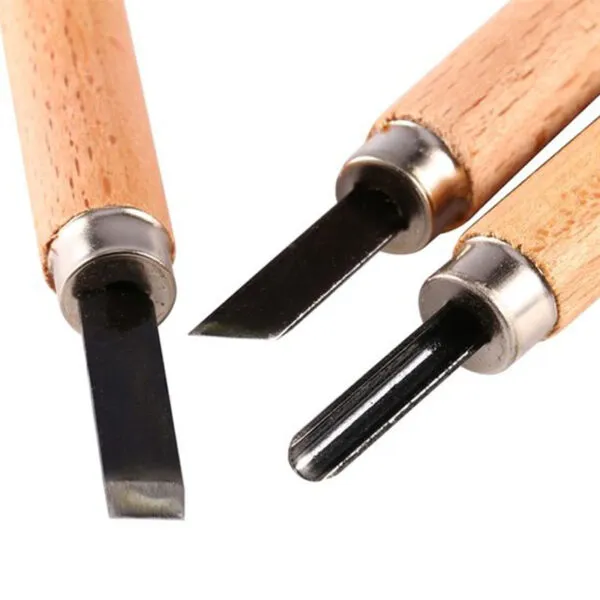 Set x6 gubias de madera para tallar jabón, cerámica y madera con filo de acero.