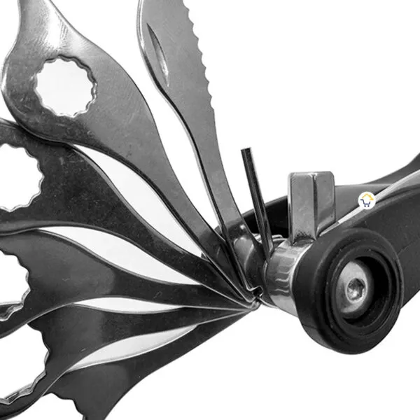 Herramienta multiusos 15 en 1 estilo mariposa, ideal para camping y ciclismo.