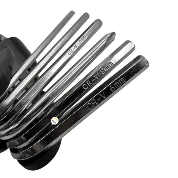 Llave allen CR-V 4mm, 5mm y 6mm en mango de multiherramienta portátil para camping y ciclismo.