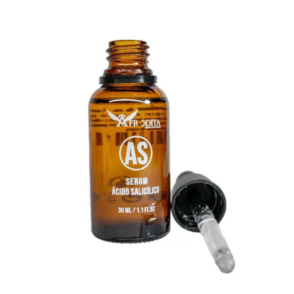 Serum Ácido Salicílico Afrodita 30 ml con gotero, ideal para piel con tendencia al acné.