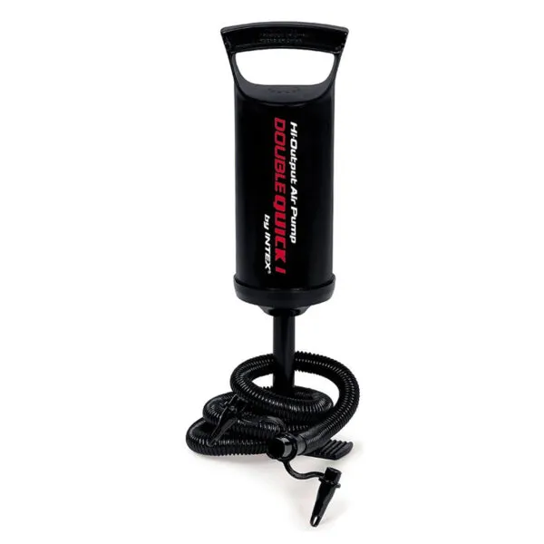 Inflador manual Intex Double Quick I negro con manguera y boquillas.