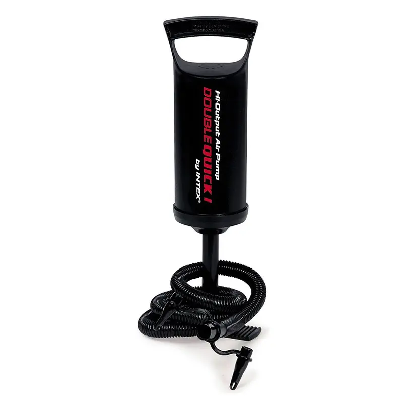 Inflador manual Intex Double Quick I negro con manguera y boquillas.