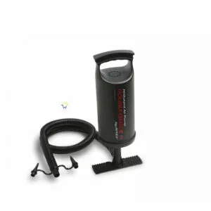 Inflador manual Intex Doble Quick II de alta presión, color negro, con manguera y adaptadores.