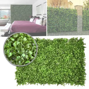 Jardín vertical artificial panel 40x60 cm, muro de follaje ecológico verde para decoración interior y exterior.