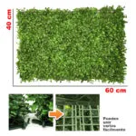 Jardín vertical artificial panel de follaje ecológico verde 40x60 cm, ideal para muros.