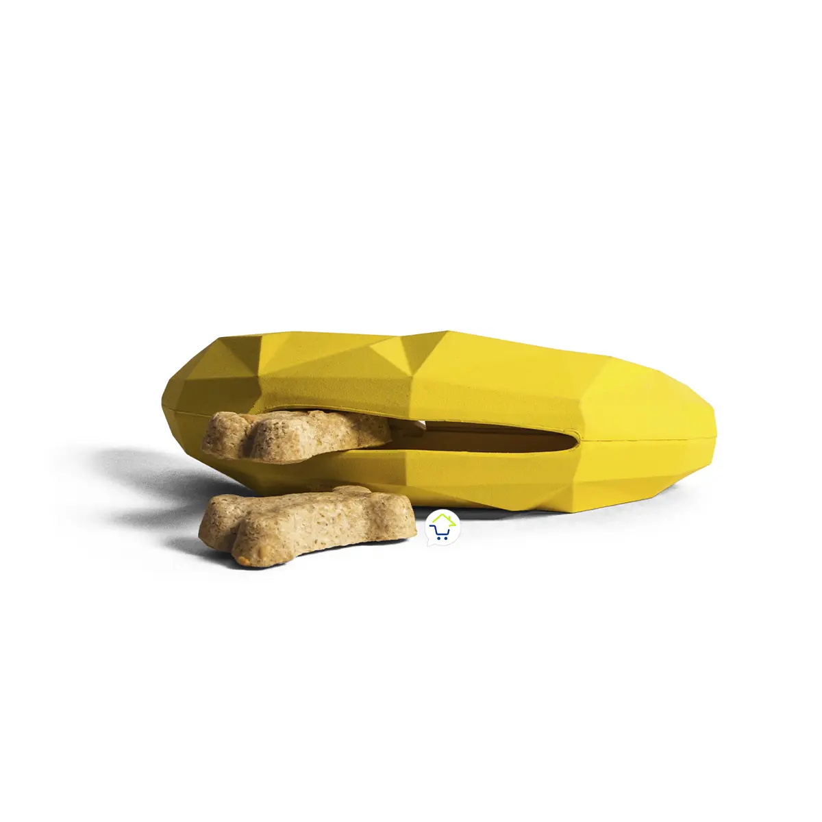 Set x2 Juguete interactivo para perros, masticable, porta croquetas, color amarillo.