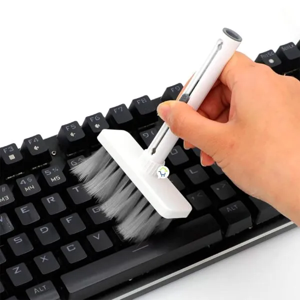 Kit limpieza 5 en 1 para audífonos y teclado, herramienta portátil con cepillo y punta de limpieza.
