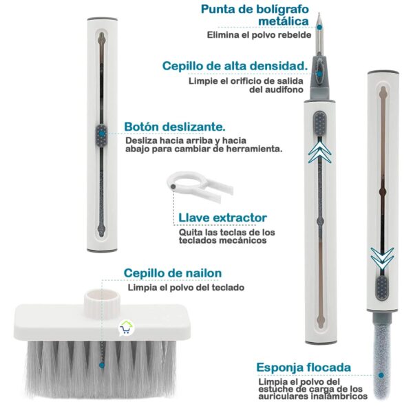 Kit De Limpieza 5 En 1 Multifunción Audífonos Teclado - Imagen 3