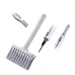 Kit limpieza 5 en 1: cepillo, pinzas, hisopo y plumilla para audífonos y teclado.