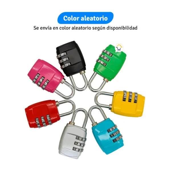 Mini candados de combinación numérica de seguridad en colores variados, ideales para equipaje y lockers.