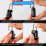 Set x2 Mini Candado Combinación Numérica Bloqueo Seguridad: Configura tu clave personal de 3 dígitos.