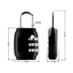 Set x2 mini candados negros con combinación numérica, ideales para seguridad.
