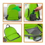 Morral impermeable plegable verde 2 en 1: mochila ligera y bolso de mano para viajes.